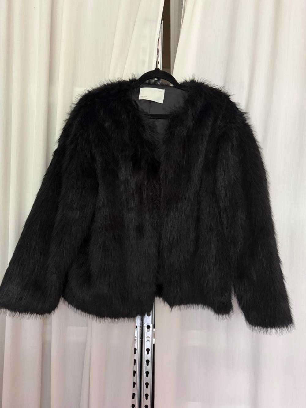 Oak + Fort Black Faux Fur Jacket